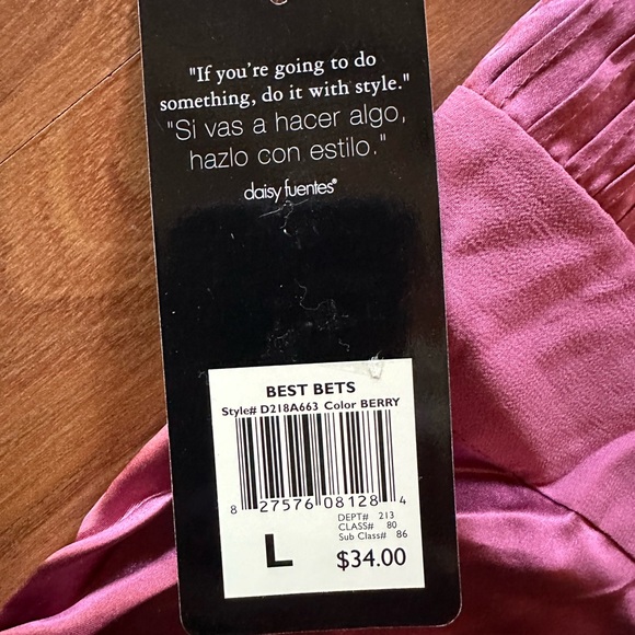 THRDUP- NWT Daisy Fuentes mauve silk top size L Large - Picture 4 of 7